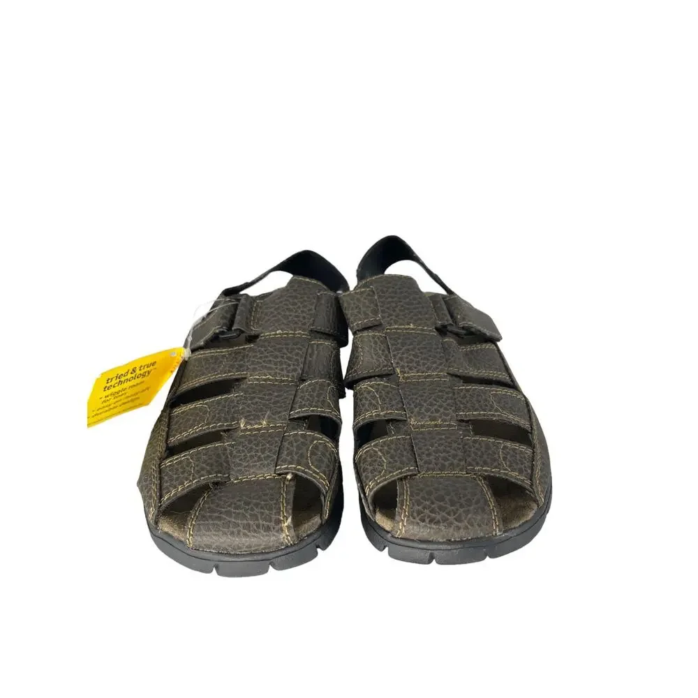 NWT Smart Fit Skid Resistant Brown Faux Leather Caged Sandals Youth Size 1.5